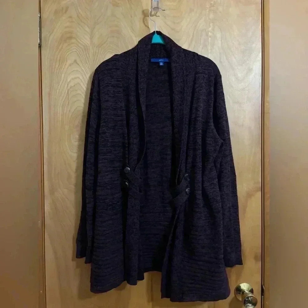 Apt 9 Long Sleeve Cardigan Black and Purple Size XLP EUC